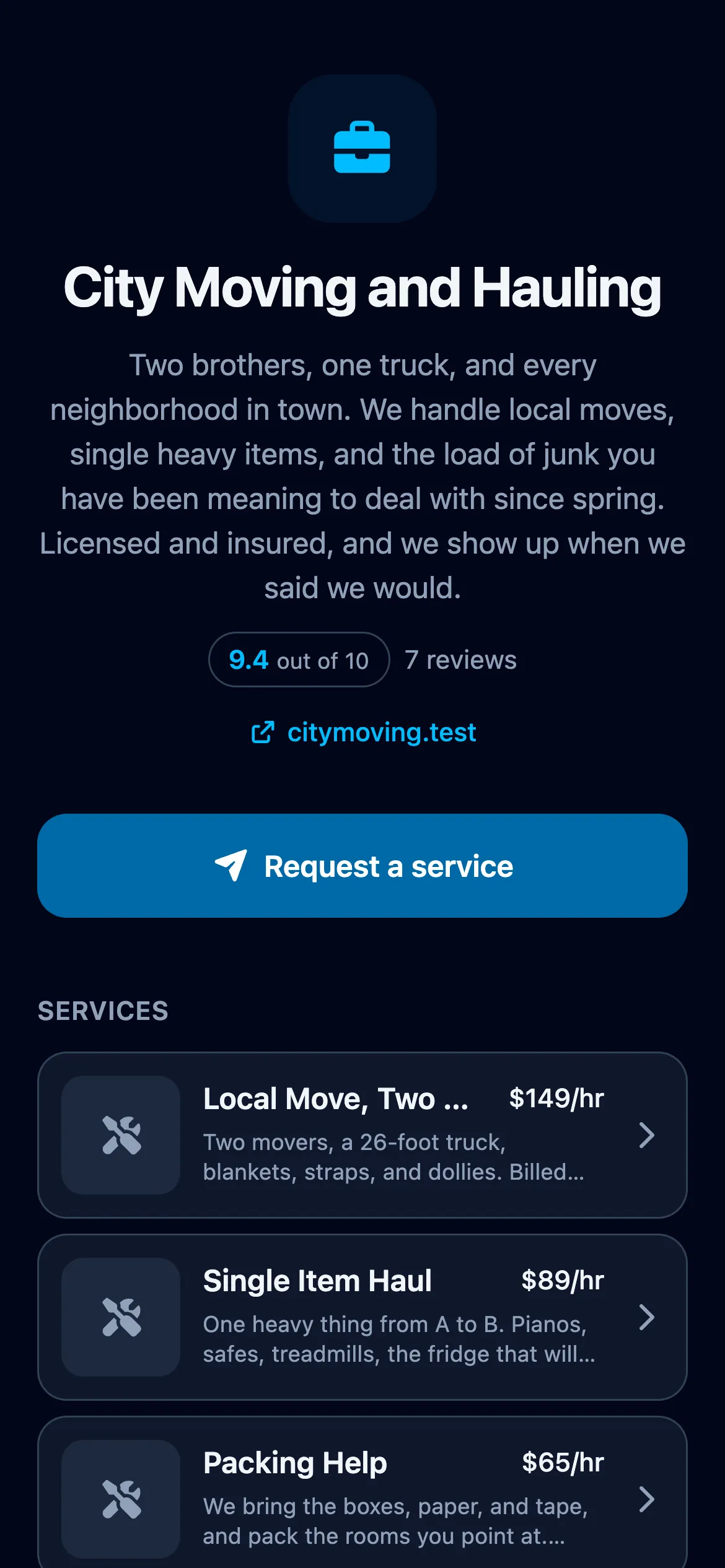 City Moving and Hauling