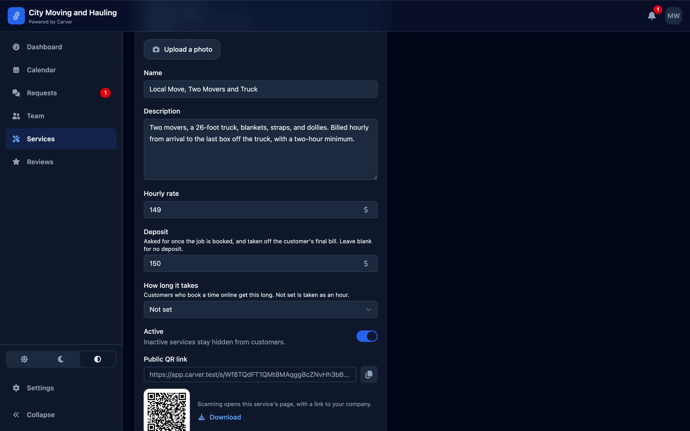 Rate, deposit, and its own QR