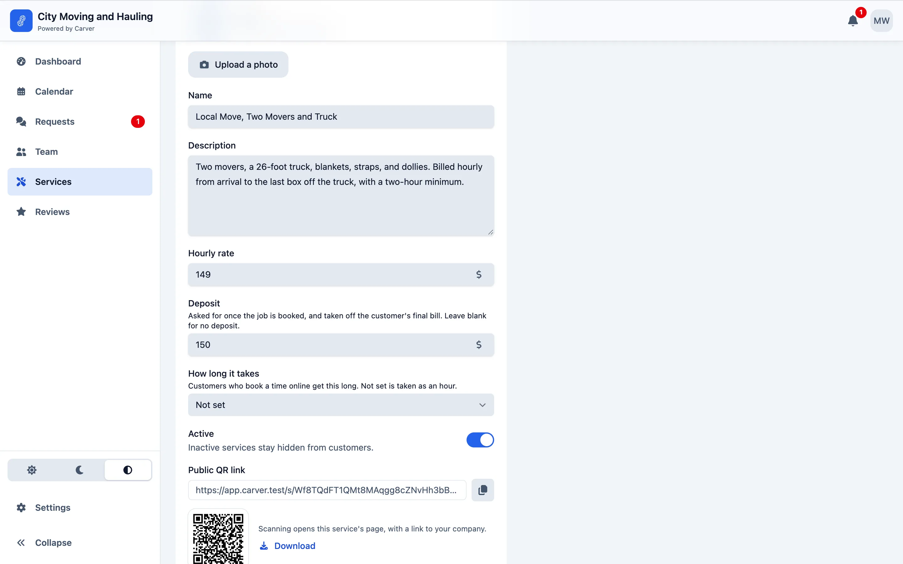 Rate, deposit, and its own QR