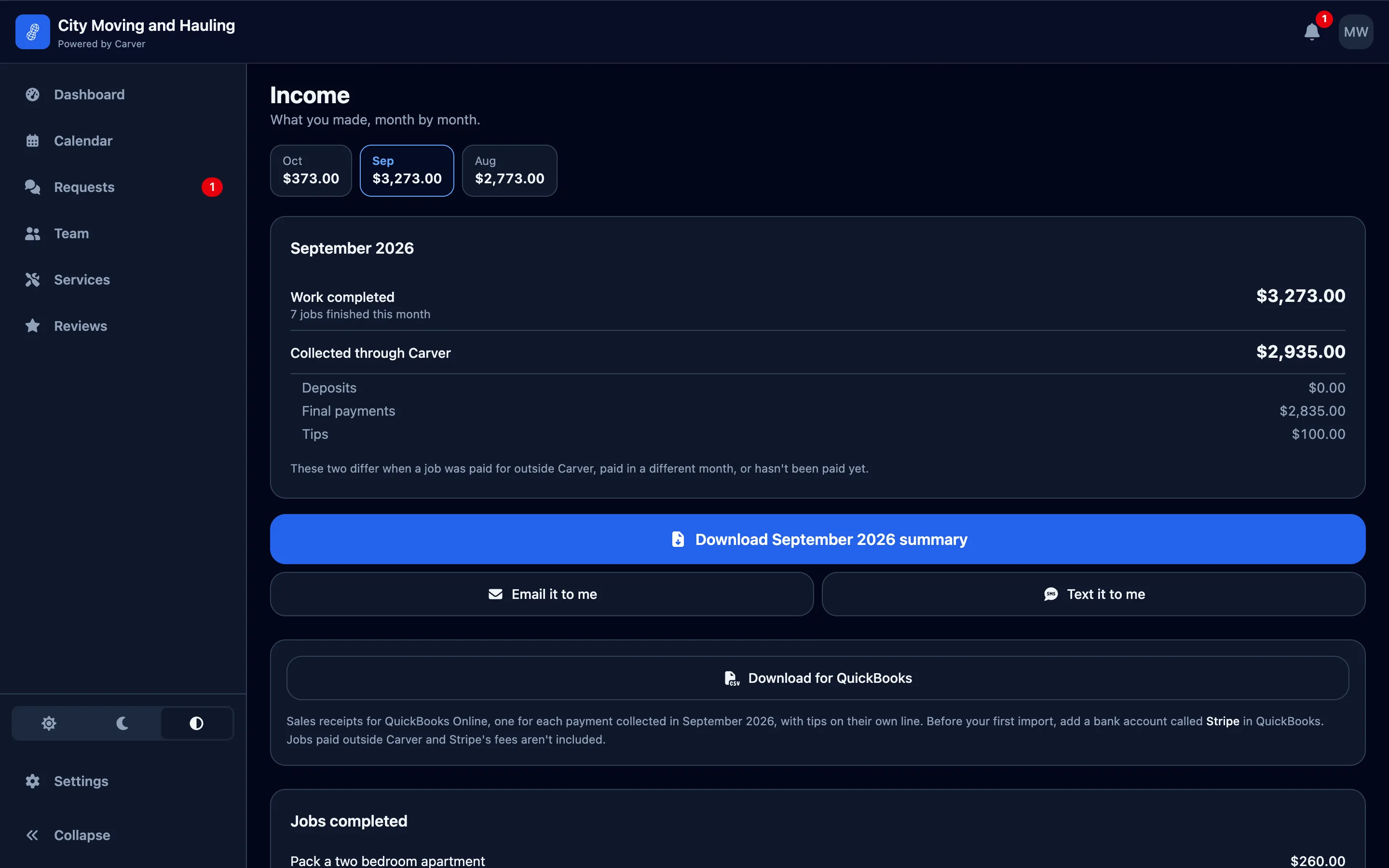 A company taking payments