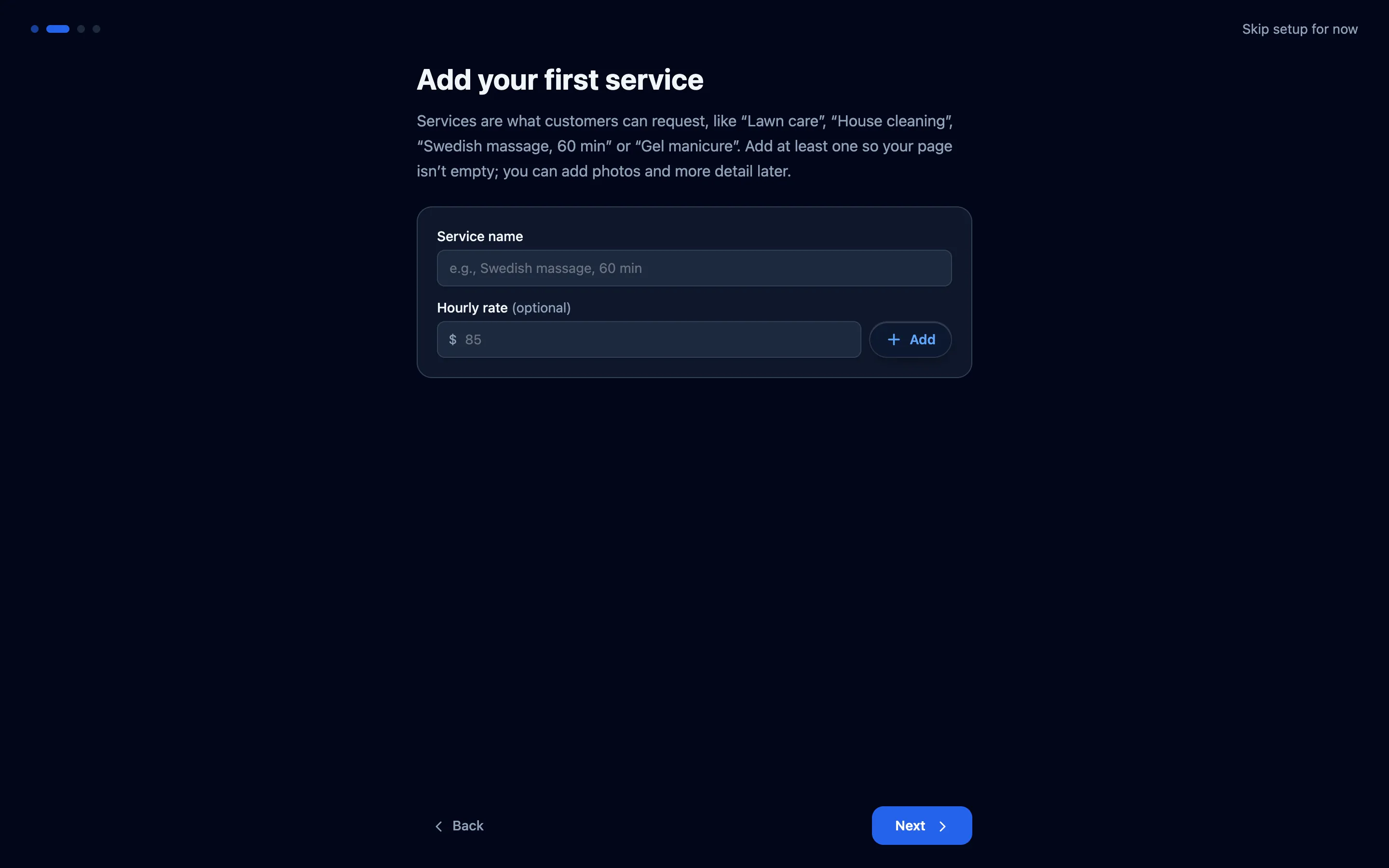 Step 2, the first service