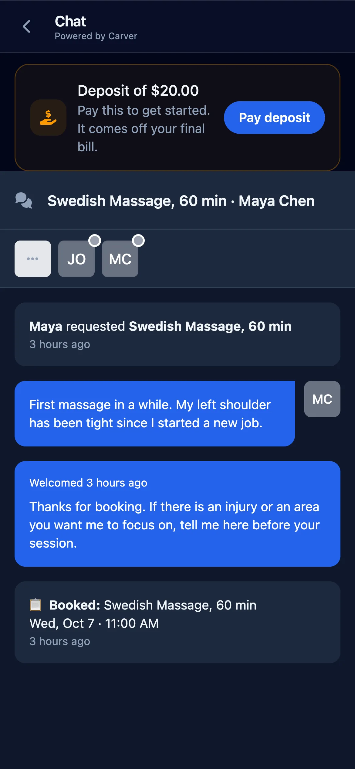 Booked, and the conversation is open