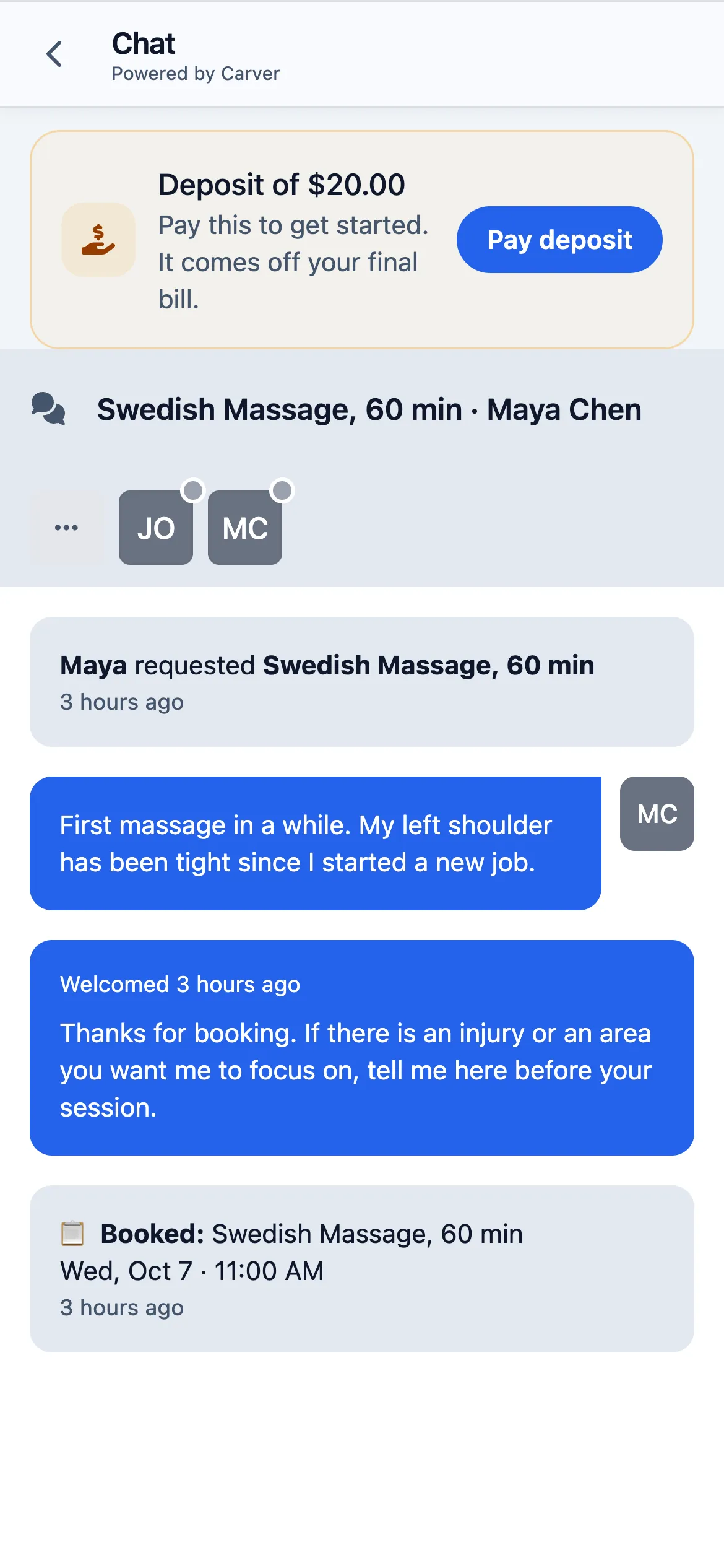 Booked, and the conversation is open